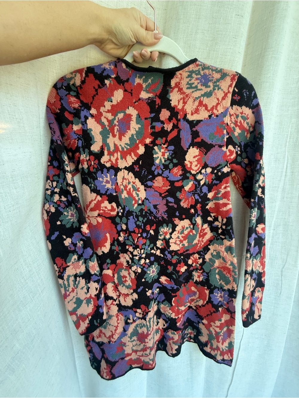 Zara Floral Jacquard Tapestry Knit Mini Dress Size S - Picture 4 of 5